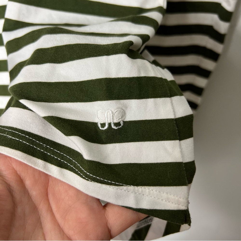 Albion Striped Long Sleeve Tee Shirt Soft Green White XS 890 - Picture 3 of 6